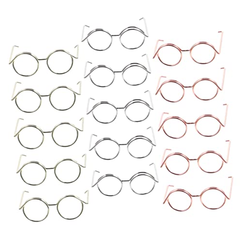 MAJORMENCH 15 Stück Teiliges Puppenbrillen aus Metalldraht Mini Brillenrahmen in Roségold Silber und Gold Leichte Miniatur Sonnenbrillen für Puppenkostüme und DIY Spielzeugzubehör von MAJORMENCH