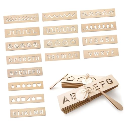 MAJORMENCH 16Stücke Holz Lernbrett Teiliges für Tracing Board Geometrischen Formen Montessori Motorik und Konzentration für Zuhause und Schule von MAJORMENCH