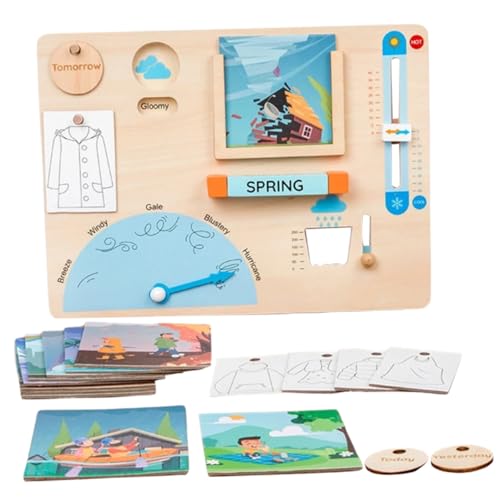 MAJORMENCH 1Satz Lernspielzeug Wetterbrett für Wettervoraussage Board Pädagogisches für Vorschulkinder Interaktives Wetterspielzeug Gedächtnis von MAJORMENCH