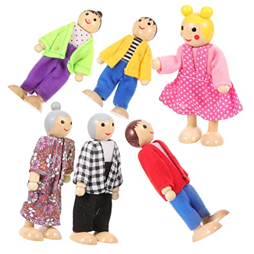 MAJORMENCH 1Satz Mini Holzpuppenfamilie Bewegliche Figuren für Puppenhäuser Kreatives Rollenspiel und Geschichtenerzählen Sicheres aus Holz von MAJORMENCH