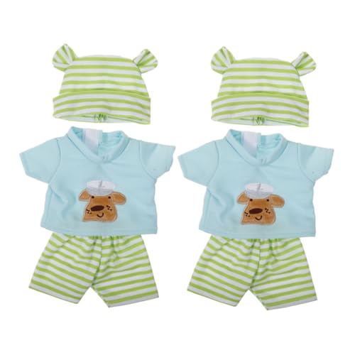 MAJORMENCH 2 Satz Puppenkleidung für Rollenspiel mit Sweatshirt Hose und Mütze Bunte Gestreifte Puppenoutfits Winter Garderobe für Fantasievolles Rollenspiel von MAJORMENCH