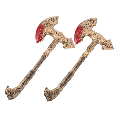 MAJORMENCH 2 Stück Teiliges Wikinger axt Kostümzubehör Goldfarbenes Cosplay Accessoire für Halloween Spiel Party Verkleidung Vielseitig Leicht Langlebig von MAJORMENCH