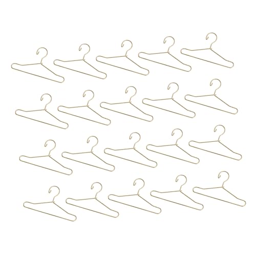 MAJORMENCH 20 Stück Teiliges Mini Puppenkleiderbügel aus Robustem Metall Goldfarbene Kleiderhalter für Puppenkleider Vielseitig Einsetzbar zum Ordentlichen Aufhängen von von MAJORMENCH