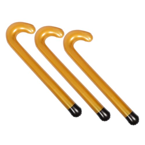 MAJORMENCH 3 Stück Aufblasbarer Gehstock Cosplay Cane Prop Kostümzubehör Gehstock Für Alte Männer Halloween Cane Aufblasbare Krücke Aufblasbarer Kostüm Prop Pvc Golden von MAJORMENCH
