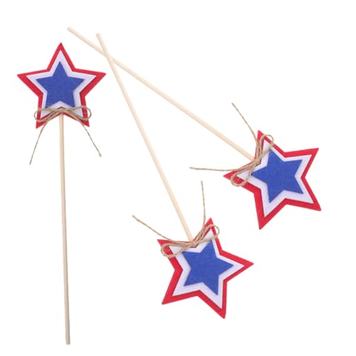MAJORMENCH 3 Stück Teiliges Independence Day Feenstab mit Sternendesign Langlebige Handgefertigte Partydeko Leichte und Sichere Holzstäbe für Festliche Feierlichkeiten von MAJORMENCH