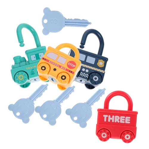 MAJORMENCH 4 Satz Montessori Lernspielzeug Schloss mit Schlüssel für Kleinkinder Zahlen Buchstaben Matching Motorikspielzeug aus Robustem Kunststoff für Jungen Mädchen Vorschule von MAJORMENCH