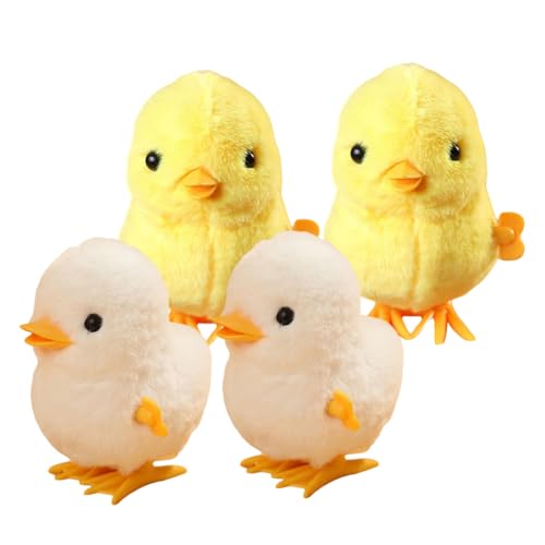 MAJORMENCH 4 Stück Teiliges Plüsch Aufziehspielzeug Springende Küken und Enten Batteriefrei mit Federmechanik Weiches Material Lustige Kinderspielzeuge für Aufmerksamkeit und Geschenkideen von MAJORMENCH