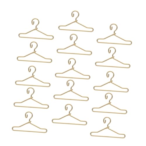 MAJORMENCH 40Stücke Puppenkleiderbügel Mini Kleiderständer für Puppen Metallische Goldene Hänger für Puppenschrank Zubehör und Dekoration von MAJORMENCH