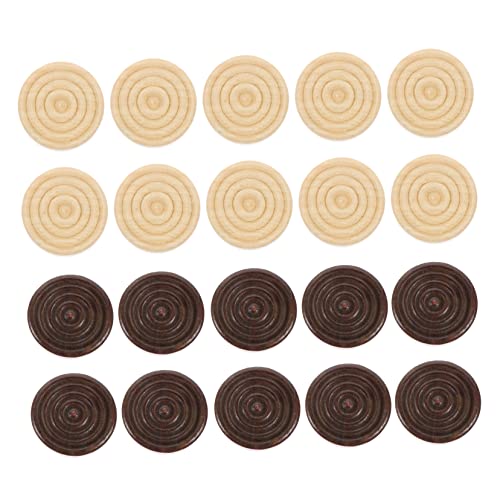 MAJORMENCH 48Stücke Holz Checkers Spielset Runde Holzstücke für Schach Anfänger und Handlich für Spielabende von MAJORMENCH