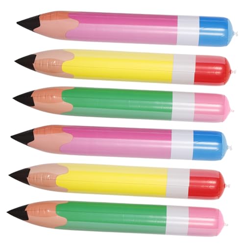 MAJORMENCH 6 Stück Großer Aufblasbarer Bleistift PVC Riesen Bleistifte als Schulkind Deko Hängende Wand und Deckendekoration für Schulanfang Geburtstag Party Stabile Bleistift Requisite von MAJORMENCH