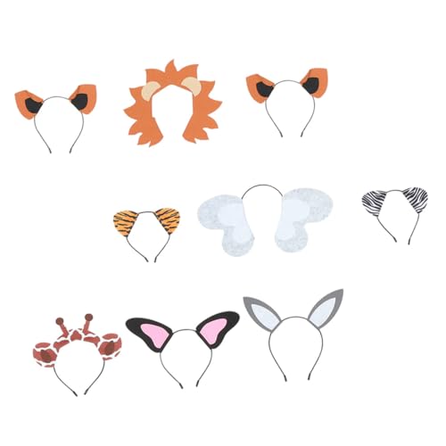 MAJORMENCH 9 Stück Teiliges Tier stirnband Party Haarreif mit Filzmaterial Langlebig und Vielseitig Niedliche Tierkopf designs für Cosplay Fotospaß und Festliche Dekoration von MAJORMENCH