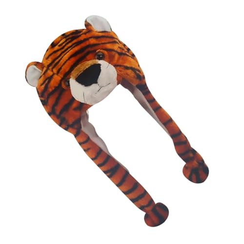 MAJORMENCH Elastische Tiger kopfbedeckung Wintermütze Flauschiger Plüsch Tierhut für Geburtstags Kostümparty Mädchen Jungen von MAJORMENCH