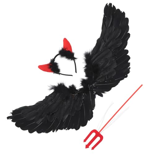 MAJORMENCH Geisterelfenkostüm Halloweenkostüme Teufelsanzug Gabelrutenkostüm Stilvolles Teufelskostüm Bühnenoutfit Kreatives Teufelskostüm Rollenspielanzug Kindergeschenk Teufel Cosplay von MAJORMENCH