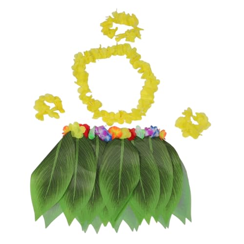 MAJORMENCH Hawaiian Luau Kostüm Damen Leichter Hula Grasrock mit Blumen halskette Tropisches Partyoutfit für Strand Sommerfeste Inklusive Lei und Rock Atmungsaktiv und Komfortabel für Langes von MAJORMENCH