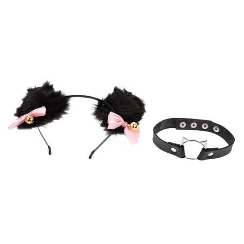 MAJORMENCH Kuscheliges Katzenohren Haarreif mit Dekorativem Choker Weiches Plüsch Headband für Cosplay Party und Fotorequisiten Bequemes und Langlebiges Haarschmuck Zubehör von MAJORMENCH