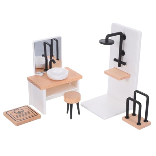 MAJORMENCH Maßstab Puppenhaus Badezimmer Realistisches Waschbecken Duschraum Hocker Handtuchhalter Miniaturmöbel für Puppenaccessoires MAJORMENCH Maßstab Puppenhaus Badezimmer Realistisches Waschbecken Duschraum Hocker Handtuchhalter Miniaturmöbel für Puppenaccessoires von MAJORMENCH