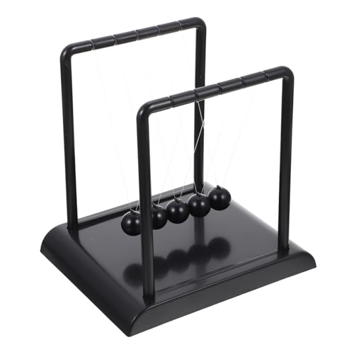 MAJORMENCH Newton Balance Ball Desktop Dekoration Stilvolles Schwarzes Kinetisches Schreibtischspielzeug mit Verbreiterter Basis Stabile Home Office Ornament Kreative Wissenschafts von MAJORMENCH