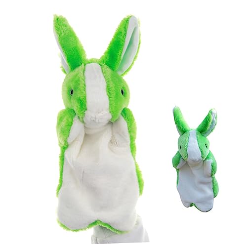 MAJORMENCH Plüsch Handpuppe Kaninchen Grün Kuscheliges Storytelling für Weiches Tier Marionetten Zubehör Interaktives Eltern Junge Mädchen Rollenspiel Partygeschenk von MAJORMENCH