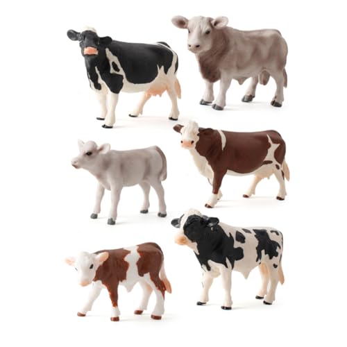 MAJORMENCH Realistisches Kuh Modell aus Kunststoff Detailgetreues Nutztiere Lebensechte Kuh Dekoration für Schreibtisch und Zimmer Stilvolles Desktop Ornament Braun Weiß von MAJORMENCH
