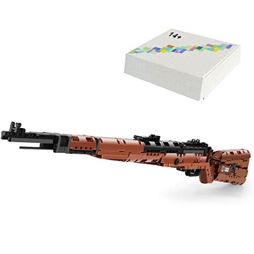 MAJOZ Technik Scharfschützengewehr Bausteine, 98K Gewehr Modell Bausatz mit Schußfunktion, 1004 Teiliges Konstruktionsspielzeug Kompatibel mit Lego von MAJOZ