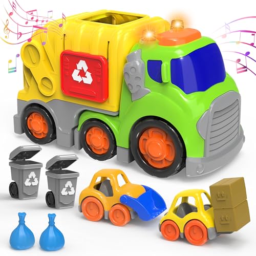 MAKE KIDS SMILE BUBBLE FUN Ferngesteuertes Müllwagen Lastwagen Spielzeug für 2-jährige Jungen Mädchen,Kleinkind-Spielzeug im Alter von 2–3 von MAKE KIDS SMILE BUBBLE FUN