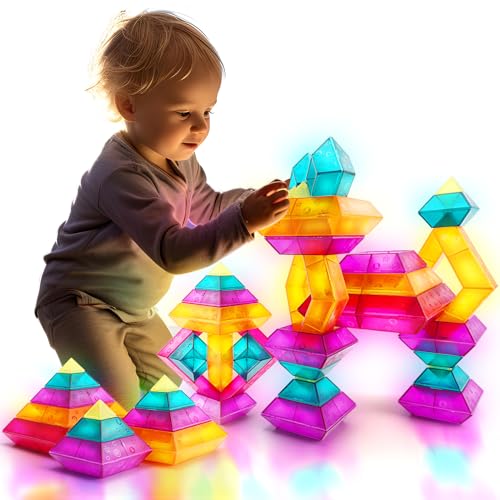 MAKE KIDS SMILE BUBBLE FUN Bausteine für Kleinkinder ab 2 3 4 5 6 Jahre,30 Stück Pyramide Stapelspielzeug,Farbige Blöcke Bauspielzeugsets STEM Spielzeug für Jungen und Mädchen von MAKE KIDS SMILE BUBBLE FUN
