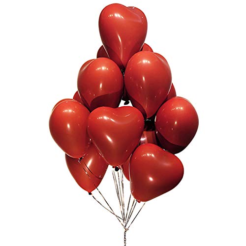 50 Stück Herzluftballons Rubinrot 10 Zoll Herz Ballons Helium für Hochzeit Valentinstag Geburtstag Party Dekoration von MAKFORT