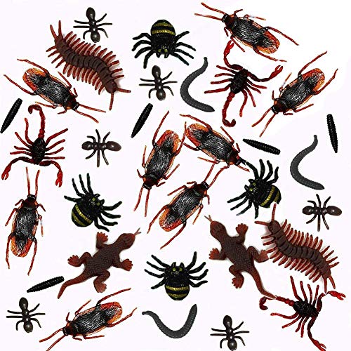 MAKFORT 100er Set Kunststoff Insekten Plastik Spielzeug Schaben, Spinnen, Skorpione, Ameisen, Geckoes, Tausendfüßler und Worms für Allerheiligen von MAKFORT