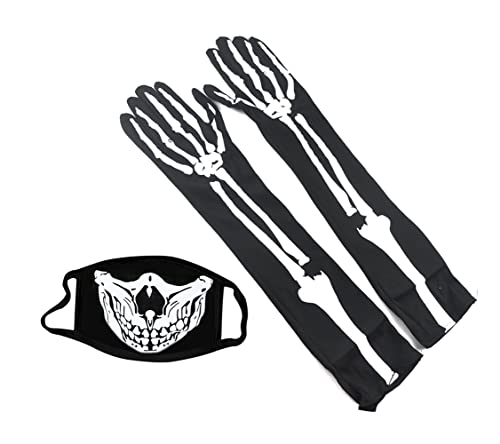 MAKFORT Halloween Skelett Handschuhe Schädel Maske Schädel Geist Handschuhe Gesichtsmaske für Scary Party Requisiten Halloween Cosplay Kostüm Zubehör MAKFORT Halloween Skelett Handschuhe Schädel Maske Schädel Geist Handschuhe Gesichtsmaske für Scary Party Requisiten Halloween Cosplay Kostüm Zubehör von MAKFORT