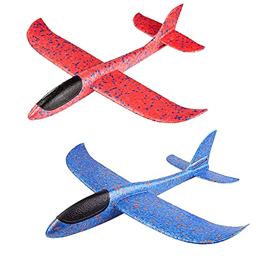 MAKFORT Kinder Flugzeug Spielzeug Outdoor Wurf Segelflugzeug Glider ca.38cm 2 Stück von MAKFORT