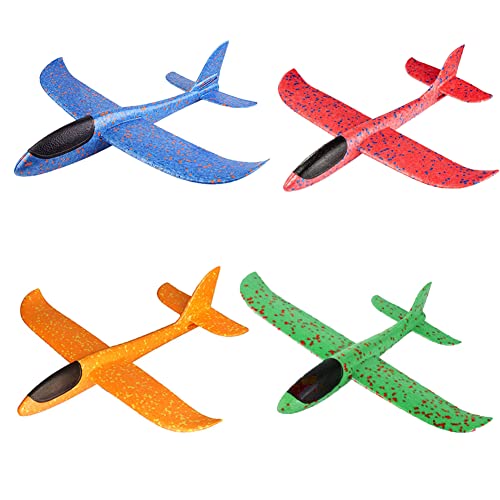 MAKFORT Kinder Flugzeug Spielzeug Outdoor Wurf Segelflugzeug Glider ca.38cm 4 Stück von MAKFORT