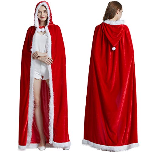 MAKFORT Umhang Rot Samt Umhang roter umhang mit kapuze rotes cape umhang kostüm Weihnachts-Kostüm für Damen MAKFORT Umhang Rot Samt Umhang roter umhang mit kapuze rotes cape umhang kostüm Weihnachts-Kostüm für Damen von MAKFORT