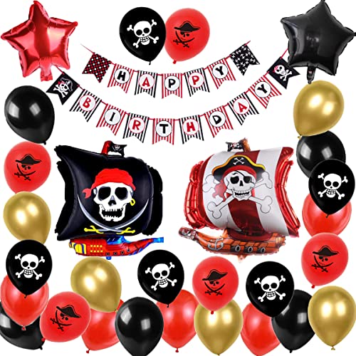 Piratenschiff Luftballons Set Piraten Geburtstagsfeier Deko Happy Birthday Banner Piratenschiff Ballon für Kinder Piraten Themenorientierte Geburtstags Versorgungen Piratenschiff Luftballons Set Piraten Geburtstagsfeier Deko Happy Birthday Banner Piratenschiff Ballon für Kinder Piraten Themenorientierte Geburtstags Versorgungen von MAKFORT
