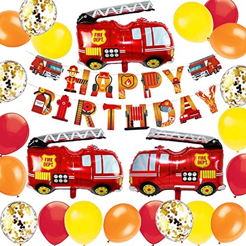 Riesige Feuerwehrauto Folienballons für Feuerwehrmann Thema Geburtstag Party Dekoration mit Feuerwehrmann Geburtstag Banner Riesige Feuerwehrauto Folienballons für Feuerwehrmann Thema Geburtstag Party Dekoration mit Feuerwehrmann Geburtstag Banner von MAKFORT