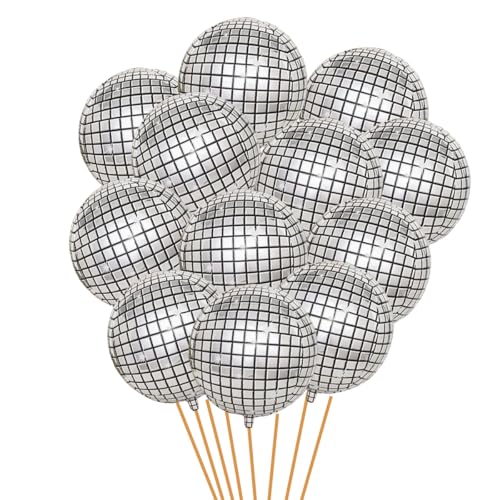 Silberne Discokugel Luftballons 22 Zoll 4D Disco Folienballons Party Retro 70er 80er 90er Jahre Deko 12Pcs Silberne Discokugel Luftballons 22 Zoll 4D Disco Folienballons Party Retro 70er 80er 90er Jahre Deko 12Pcs von MAKFORT