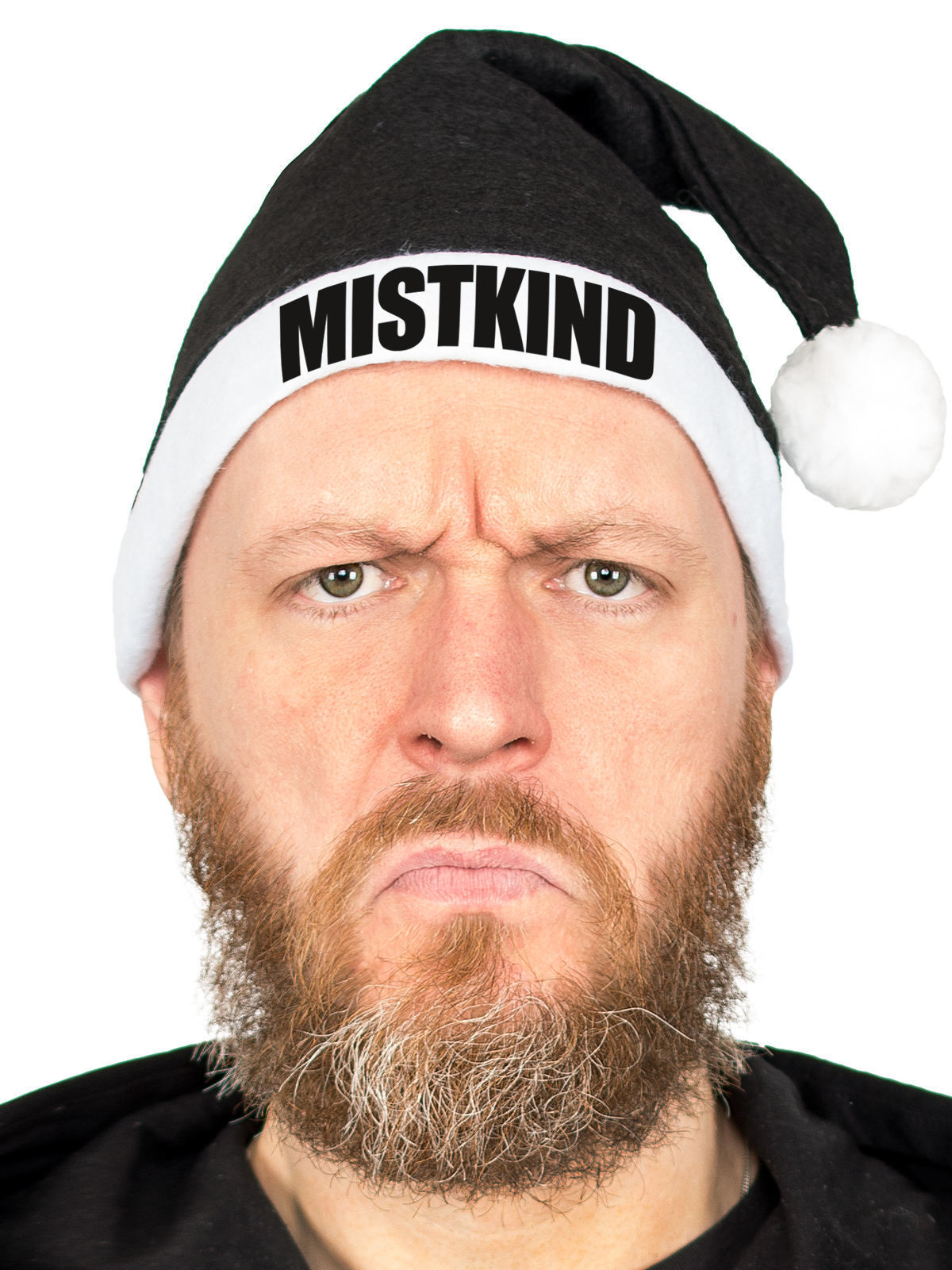 Witzige Anti-Weihnachtsmütze MISTKIND Nikolausmütze schwarz-weiss von MAKITO