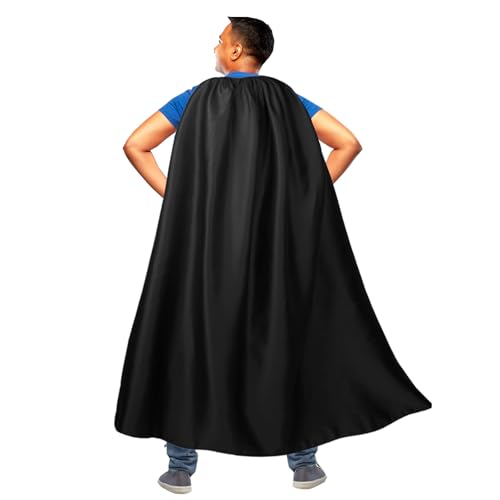 Maklulu Umhang-Kostüm, volle Länge, Deluxe-Umhang für Erwachsene, Umhang, Ritter, ausgefallenes cooles Cosplay-Kostüm, Superhelden-Umhang für Erwachsene (schwarz, 160 cm) von MAKLULU