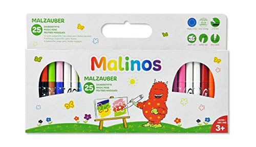 MALINOS 300029 Malzauber 25 Stifte, noch mehr Spaß im Kinderzimmer oder beim Kindergeburtstag, 25er Set Zauberstifte von MALINOS