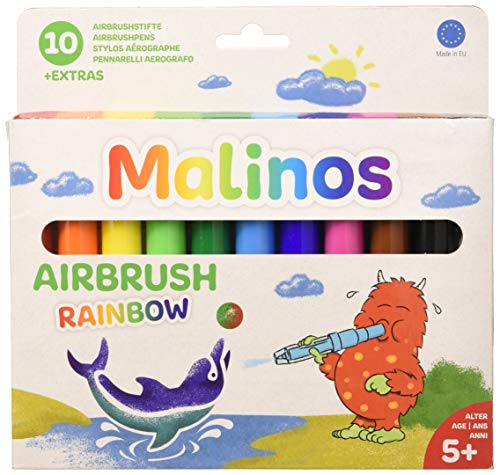 Malinos 300914 Airbrush Rainbow, Pustestifte, Regenbogen bunt, 10 Stück, 10 Farben (1er Pack) von MALINOS