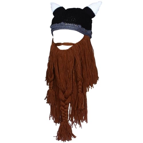 Bartmütze Wikinger Beanie Strickmütze Lustige Strickmütze Perücke Bart Gesichtsmaske Braun Einheitsgröße Bartmütze Wikinger Beanie Strickmütze Lustige Strickmütze Perücke Bart Gesichtsmaske Braun Einheitsgröße von MALINRSSE