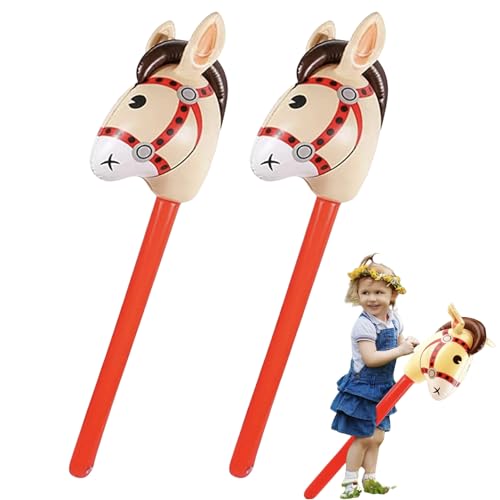 2 Stück Aufblasbares Pferd,Steckenpferd Bastelset,Steckenpferd Kinder,Folienballon Pferd,Hobby Horsing,Pferdekopf,Basteln,Pferde Luftballon,Stock Pferd,Stäbe,Pferde Deko Geburtstag,Geburtstagsdeko von MALOUSUN
