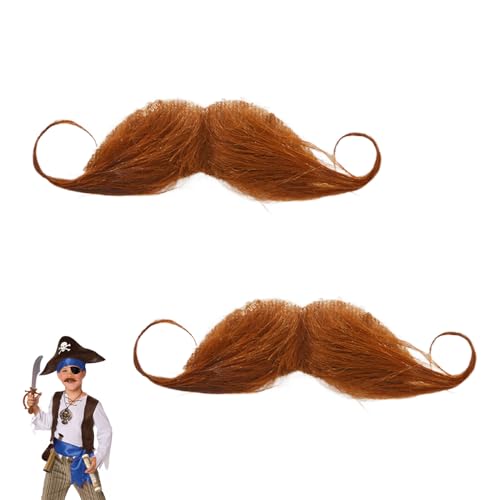 2 Stück Schnurrbart zum Ankleben,Schnauzer zum Ankleben,Fake Bart Falscher,Schnurrbart Kleben Selbstklebend,Fake Moustache Detektiv 80er Verkleidung,Oberlippenbart Cosplay Kostüm für Halloween Party von MALOUSUN