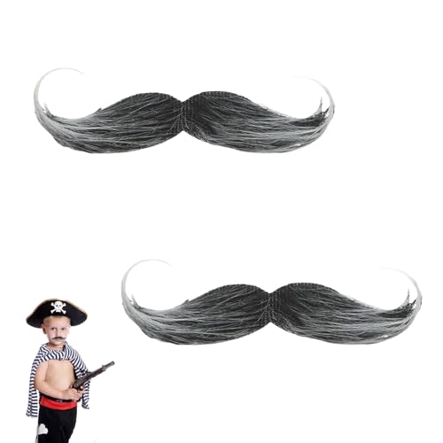 2 Stück Schnurrbart zum Ankleben,Schnauzer zum Ankleben,Fake Bart Falscher,Schnurrbart Kleben Selbstklebend,Fake Moustache Detektiv 80er Verkleidung,Oberlippenbart Cosplay Kostüm für Halloween Party von MALOUSUN