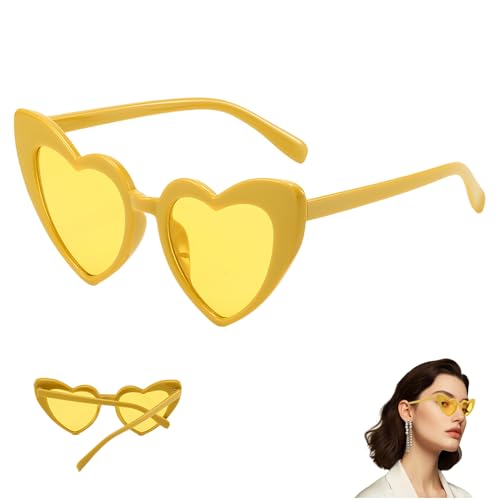 Herz Sonnenbrille,Herzbrillen,Sonnenbrille Herzform Gelb,Herzförmige Sonnenbrille,UV400 Schutz Herzsonnenbrille,Retro Herzchen Brille,Candy Color Herz Brillen für Party,Hochzeit,Karneval,Halloween Herz Sonnenbrille,Herzbrillen,Sonnenbrille Herzform Gelb,Herzförmige Sonnenbrille,UV400 Schutz Herzsonnenbrille,Retro Herzchen Brille,Candy Color Herz Brillen für Party,Hochzeit,Karneval,Halloween von MALOUSUN