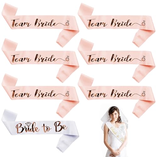JGA Schärpe Set Deko,7 Stück Team Bride Schärpe Bride to Be,Team Braut Schärpen Junggesellinnenabschied,JGA Accessoires Frauen Poltern für Junggesellenabschied,Bachelorette,Bridal Hochzeit,Brautparty JGA Schärpe Set Deko,7 Stück Team Bride Schärpe Bride to Be,Team Braut Schärpen Junggesellinnenabschied,JGA Accessoires Frauen Poltern für Junggesellenabschied,Bachelorette,Bridal Hochzeit,Brautparty von MALOUSUN