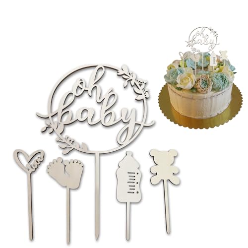 5 Stück Oh Baby Cake Topper Holz,Windeltorte Mädchen,Babyparty Tortendeko,Gender Reveal Partydeko,Kindertaufe Schmücken,Tortenaufsatz Eine Partydeko,Baby Party Deko,Kuchenstecker für Babys Shower 5 Stück Oh Baby Cake Topper Holz,Windeltorte Mädchen,Babyparty Tortendeko,Gender Reveal Partydeko,Kindertaufe Schmücken,Tortenaufsatz Eine Partydeko,Baby Party Deko,Kuchenstecker für Babys Shower von MALOUSUN