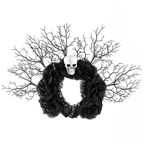 MALSSE Dunkeles, ästhetisches Totenkopf-Blumen-Stirnband, Unisex, Party-Haarschmuck für Cosplay, Halloween, Veranstaltungen, Halloween, Rollenspiele, Haardekorationen von MALSSE