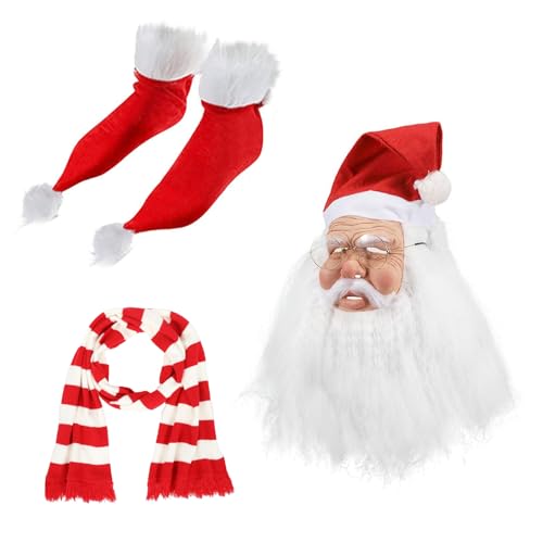 MALSSE Fancy Father Christmas for Adults, Christmas Fancy Dress Up Accessory Set Santa Cosplay Full Face Scarf MALSSE Fancy Father Christmas for Adults, Christmas Fancy Dress Up Accessory Set Santa Cosplay Full Face Scarf von MALSSE