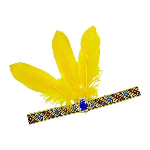 MALSSE Feathered Headband For Dance Stage Play Costume Carnivals Eyecatching Studded Crystal Costume Music Festival Headgear von MALSSE