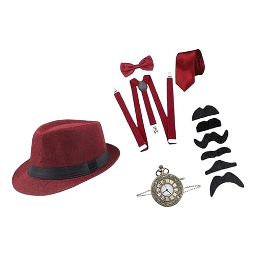 MALSSE Halloween-Kostüm-Zubehör-Set für Herren im 1920er-Jahre-Stil, tolle Kleidung, brüllende 20er-Jahre-Taschenuhr, Mobsterhut, Fliege MALSSE Halloween-Kostüm-Zubehör-Set für Herren im 1920er-Jahre-Stil, tolle Kleidung, brüllende 20er-Jahre-Taschenuhr, Mobsterhut, Fliege von MALSSE